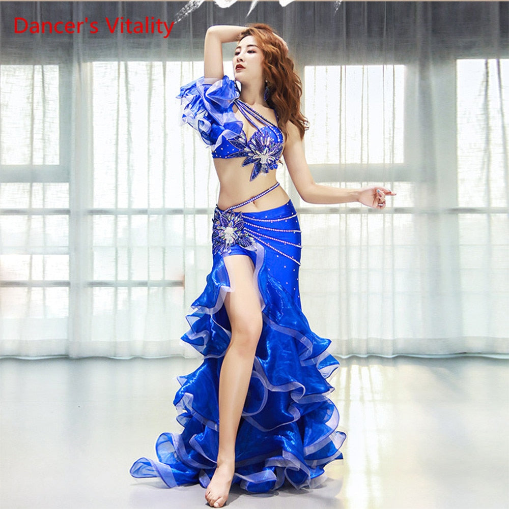 マーメイドフリルスカートのオリエンタル衣装 / ブルー – ベリーダンス
