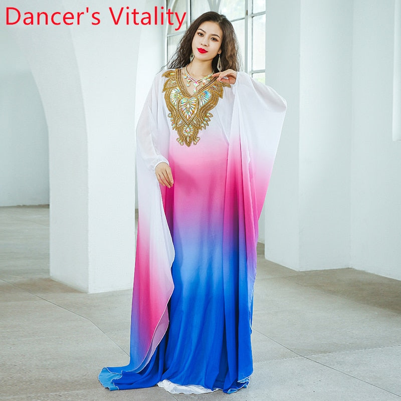 ベリーダンス衣装 グラデーションカラーのハリージドレス / ブルー 