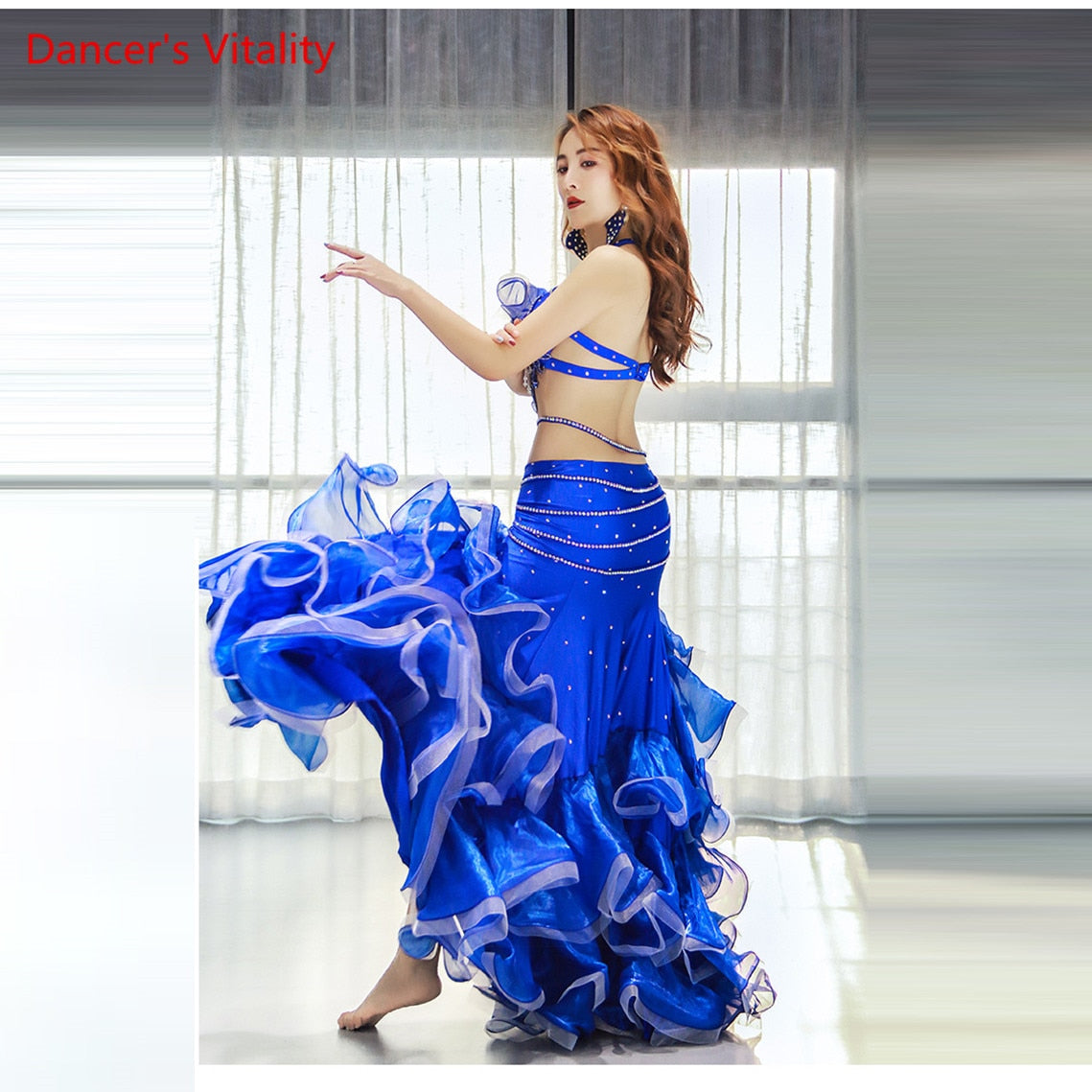 マーメイドフリルスカートのオリエンタル衣装 / ブルー – ベリーダンス 