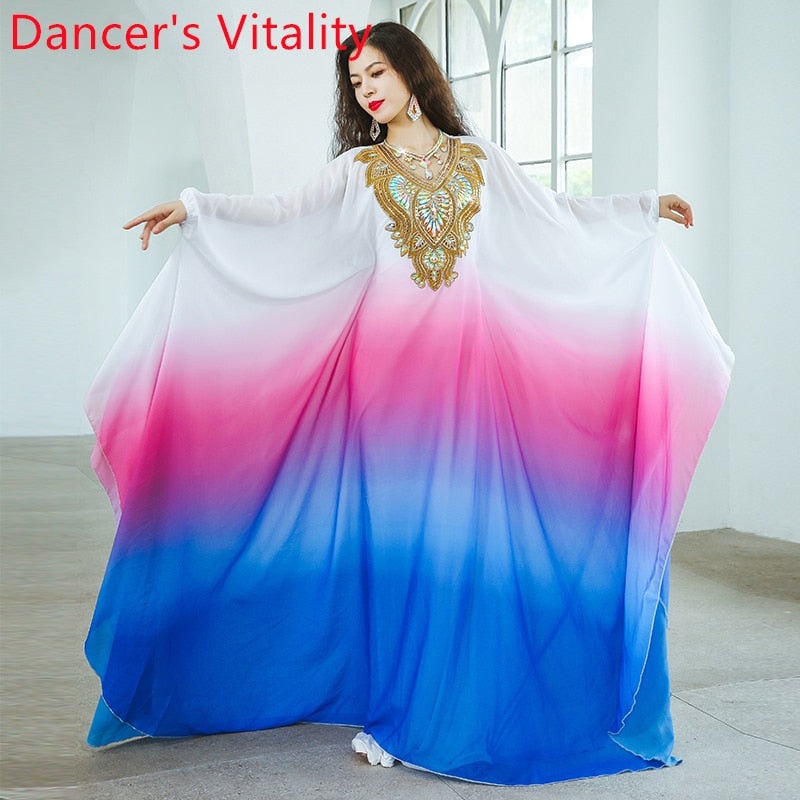 ベリーダンス衣装 グラデーションカラーのハリージドレス / ブルー 